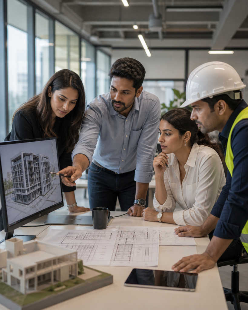 AEC Training for Professionals, Firms and Project Teams – AEC professionals collaborating around BIM workflow